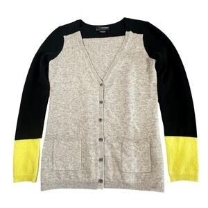 C by Bloomingdale's 100% Cashmere Color Block Cardigan Luxury Knit